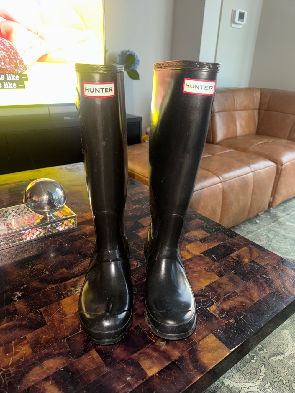 Hunter Gloss Black Knee-High Rain Boots